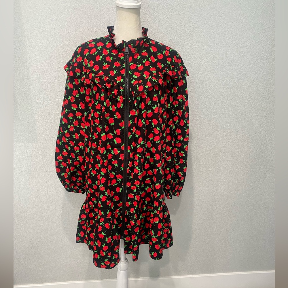 Zara Poplin floral ruffle dress Sz M Bloggers